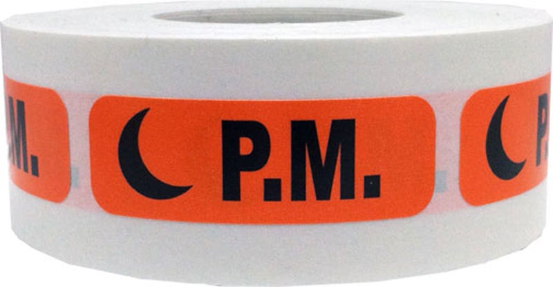 Orange with Black PM Medical Healthcare Stickers â€“ 0.5 x 1.5 Inch Adhesive Labels, 500 Total Stickers Per Roll for Hospitals, Clinics, Laboratories, and Medical Inventory â€“ Made in The USA